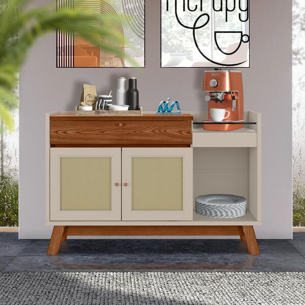 Aparador Cantinho Do Café Com Espelho Freijó Off White Maré S