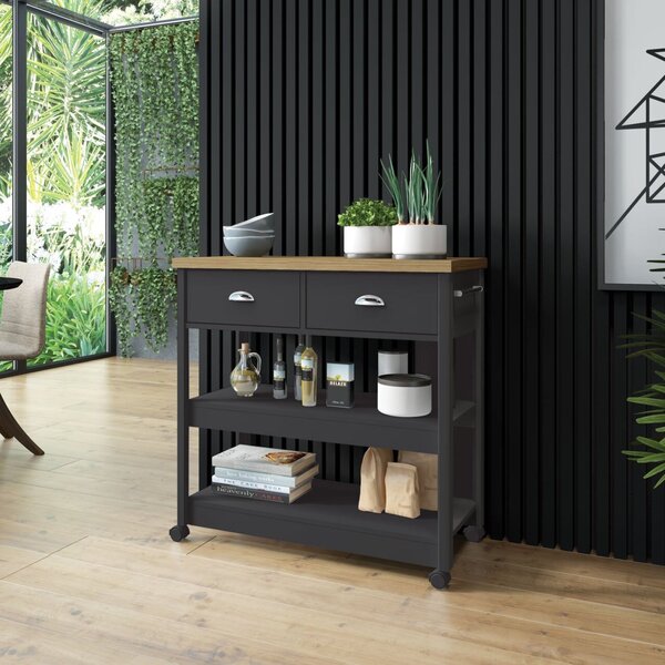 Aparador Carrinho Chá 2 Gavetas Ba-135 Denver  Preto