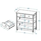 Aparador Carrinho Chá 2 Gavetas Cinza