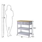 Aparador Carrinho Chá Ditália 2 Gavetas Cinza Ba-135