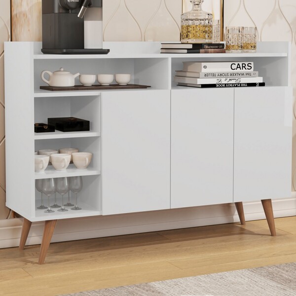 Aparador Celta 3 Portas 3 Prateleiras Branco - Giga Móveis