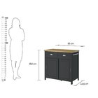 Aparador Chá 2 Portas De Correr 2 Gavetas Ba-145 Denver Preto