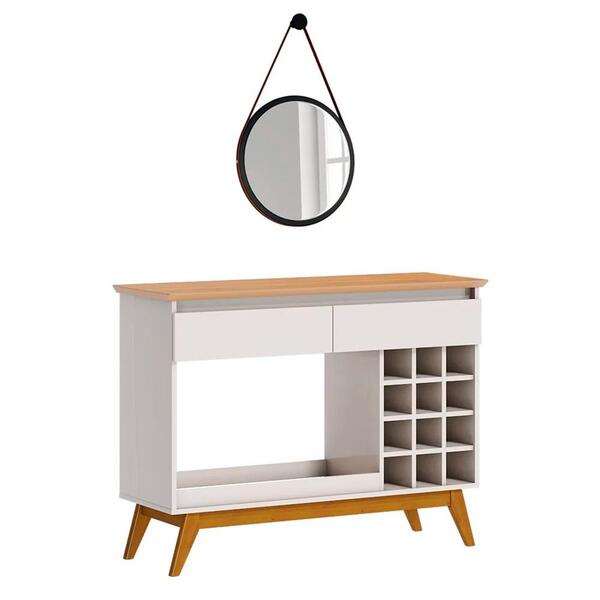 Aparador Classic Com Espelho Redondo Adnet Hi01 Off White/nat