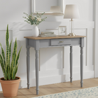 Aparador Colonial Para Sala 1 Gaveta Com Pés Torneados - Cinz