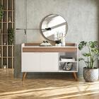 Aparador Com 2 Portas E 2 Nichos Off White Cristal/ripado Mad