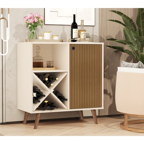 Aparador Com Adega E Pés Palito 4117 Pérola Nature