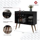 Aparador Com Adega Retrô Pés Em Madeira New Odin Preto