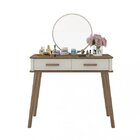 Aparador Com Espelho 2 Gavetas Maitê Fabrimóveis Freijo/off W