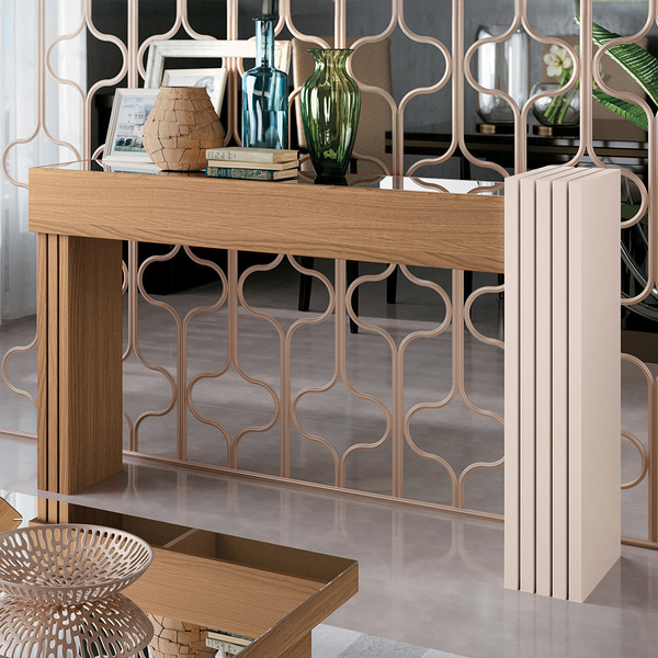 Aparador Com Espelho Riad Decorativo Sala De Estar Freijó/off