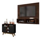 Aparador Com Painel Post Nogal Preto Fosco