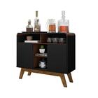 Aparador Com Painel Post Nogal Preto Fosco