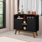 Aparador Com Painel Post Nogal Preto Fosco