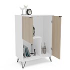 Aparador Com Pés De Metal 2 Portas 1 Nicho Cayman Branco/legn