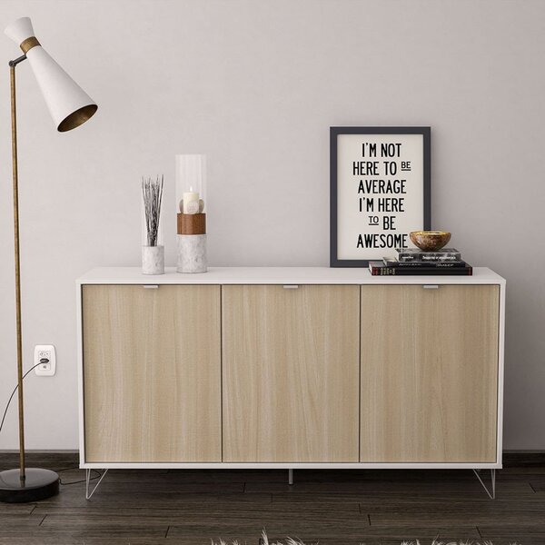 Aparador Com Pés De Metal 3 Portas 3 Prateleiras Montreal Bra