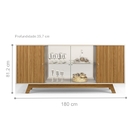 Aparador Com Prateleira De Vidro Frisos Dominic Carvalho Creme