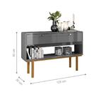 Aparador Com Prateleira E Buffet Thompson Cinza Perolizado Ta