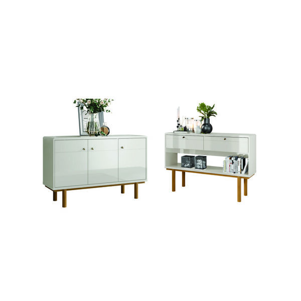 Aparador Com Prateleira E Buffet Thompson Off White Perolizad