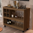 Aparador Com Rodízios E Adega Survelly Canela Madeirado