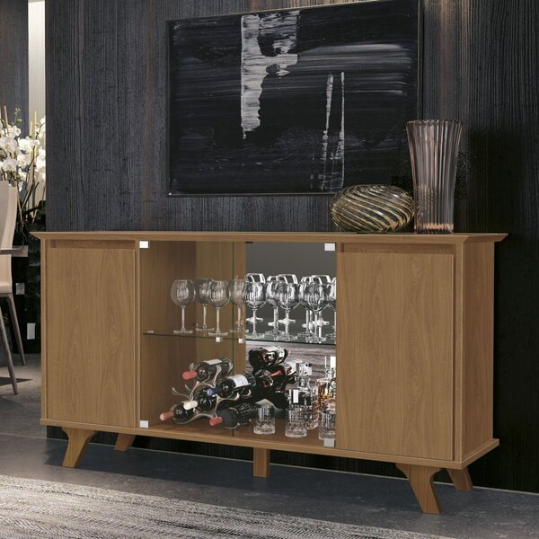 Aparador Cristaleira 2 Portas Em Vidro 2 Prateleiras 160x84,5