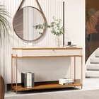 Aparador Curvo 1 Gaveta Com Vidro 121cm Pés E Puxador Em Meta