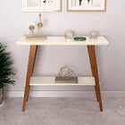 Aparador Davi 90x30 Tampo Mdf 30mm Pé Em Madeira Off White/am