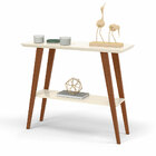 Aparador Davi 90x30 Tampo Mdf 30mm Pé Em Madeira Off White/am