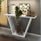 Aparador David Com Tampo De Vidro E Espelho Branco