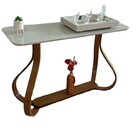 Aparador De Canto Decorativo Base Cebola Tampo Vidro Laq.  Of