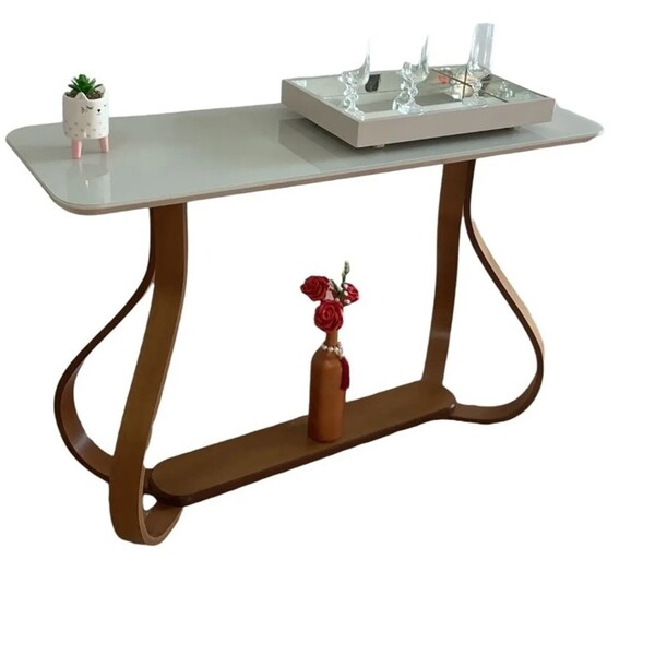 Aparador De Canto Decorativo Base Cebola Tampo Vidro Laq.  Of