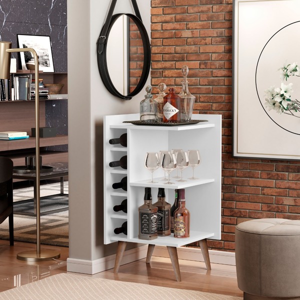 Aparador De Canto Sala Com Adega Bar Retrô Pés Palito Malbec