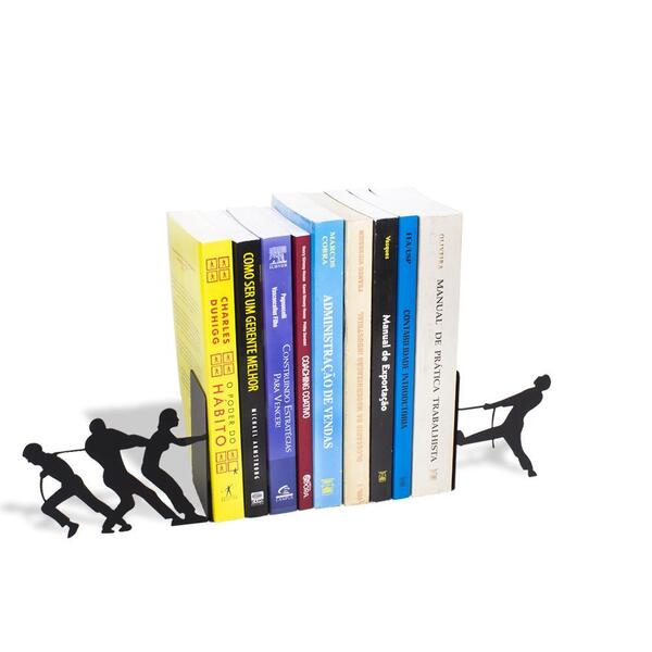 Aparador De Livros Decorativo Cabo De Guerra Em Aço Preto Sup