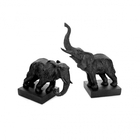 Aparador De Livros Elefantes Em Poliresina Preto 26x22x10 Cm