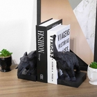 Aparador De Livros Elefantes Em Poliresina Preto 26x22x10 Cm