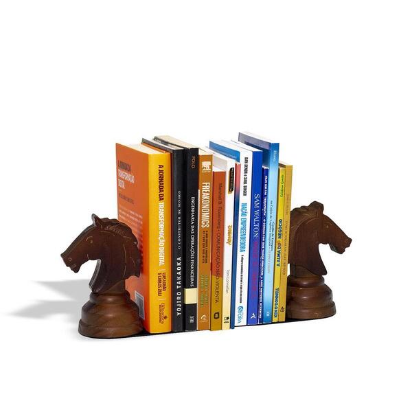 Aparador De Livros Em Madeira Cavalo Xadrez Suporte Jogos Bib