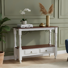 Aparador De Madeira Cor Branco Laca Com Tampo Castanho Envelh