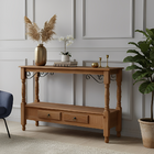 Aparador De Madeira Cor Imbuia Glazer, 2 Gavetas E Pés Tornea