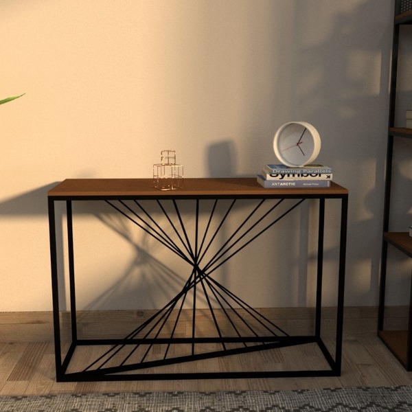 Aparador De Madeira E Ferro Onix - Castanho - 1,40 X 0,40 X 0