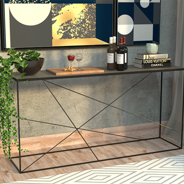 Aparador De Metalon E Madeira Forest Feel - Cinza - 1,60x0,40