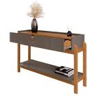 Aparador De Sala 2 Gavetas 130cm Nay C14 Cinza Perola/cedro -