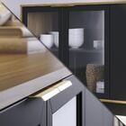 Aparador De Sala 2 Portas Vidro Noce Milano Preto Fosco Chaga