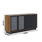 Aparador De Sala 2 Portas Vidro Noce Milano Preto Fosco Chaga