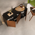 Aparador De Sala Buffet Preto Alto Madeira 135 Cm Prateleiras