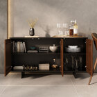 Aparador De Sala Buffet Preto Alto Madeira 135 Cm Prateleiras