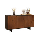 Aparador De Sala Buffet Preto Alto Madeira 135 Cm Prateleiras