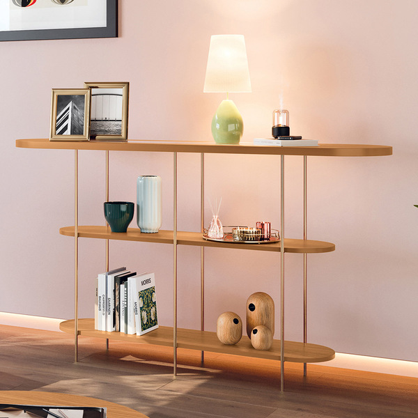 Aparador De Sala Com Prateleiras Pé Em Metal 135cm Evan Cinam