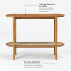 Aparador De Sala De Estar Com 2 Prateleiras Madeira Maciça 13