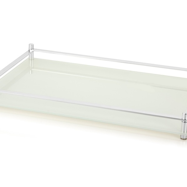 Aparador De Vidro Branco Perolizado Decorativo 45cm - Forma