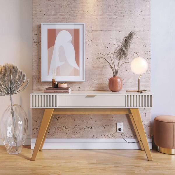 Aparador Decorativo 136cm Ripado Com Gaveta Itacaré Off White