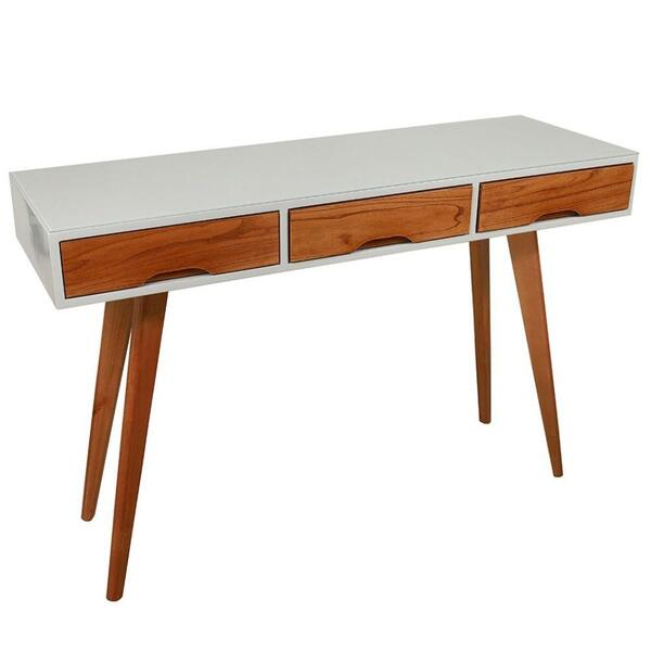 Aparador Decorativo Com 3 Gavetas Pés Palito Off White 1,20 M