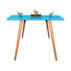 Aparador Decorativo Com Vidro Laqueado Pés Palito 90cm - Azul